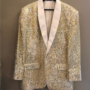 Gold and White Sequin Blu Martini Jacket, Large